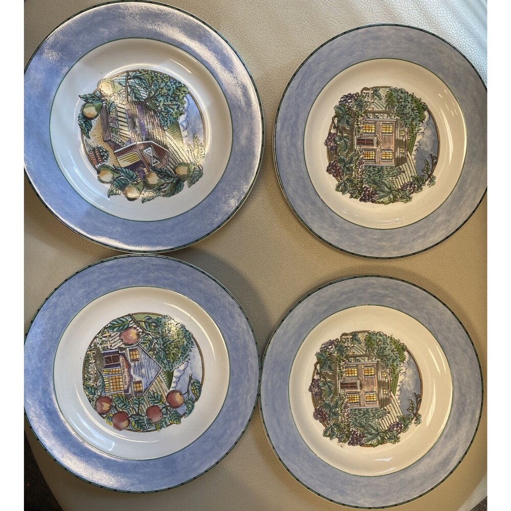 Habitat Americana Omnibus Town And Country Fitz Floyd, Set 4 Salad Plates